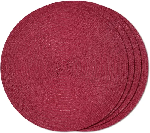 Miniatura 42 de FunWheat Juego de 4 manteles individuales redondos trenzados para mesas de comedor, manteles tejidos resistentes al calor, 15 pulgadas