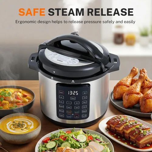 Miniatura 4 de Simple Deluxe 8QT - Olla a Presión Eléctrica Múltiple 16 en 1, Multi-Cocina Antiadherente de Acero Inoxidable para Hacer Yogur, Cocción Lenta
