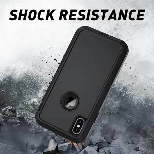 Miniatura 4 de Funda para iPhone X/i Phone Xs, 3 capas duradera funda de teléfono resistente protección para teléfono, a prueba de golpes a prueba de caídas a Negro