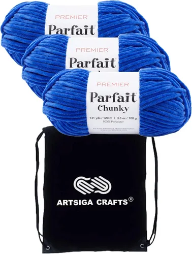 Miniatura 61 de Premier Yarns Parfait Chunky Mushroom 1150-41 (6 madejas - mismo lote de tinte) Peso S Bulky #6 Hilo de poliéster para ganchillo y punto con bolsa