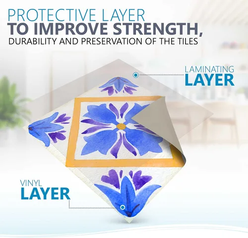 Miniatura 3 de Mi Alma Adhesivo para azulejos, fácil aplicación, ideal para baño, cocina, azulejos de pared (azul y naranja, 8 x 8 pulgadas)