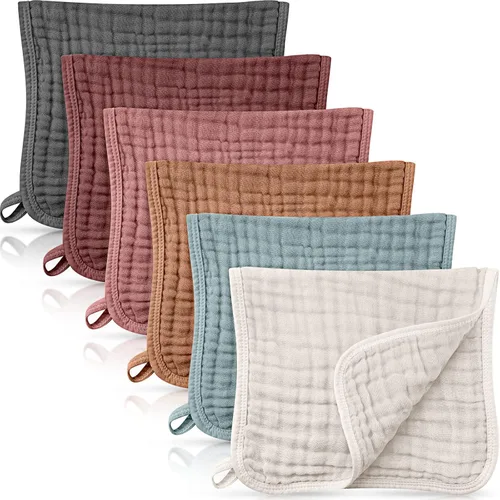 Miniatura 10 de Irenare - Gasas, pañales o toallitas faciales para bebés grandes de muselina, multicolor; con 6 capas absorbentes; 6 unidades, de 20 x 10 pulgadas.