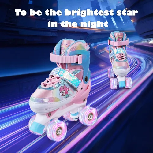 Miniatura 5 de Patines de Ruedas, Patines de Ruedas Ajustables de 4 Tallas para Niños, Ruedas con Luces y Adorables Diseños de Dibujos Animados, Múltiples Capas