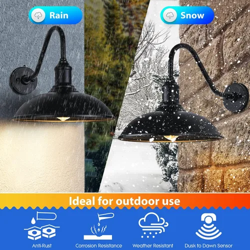 Miniatura 4 de Lámparas de granero para exteriores – Lámpara exterior de granja de 15 pulgadas para casa con parte inferior antiestanque, luces de granero