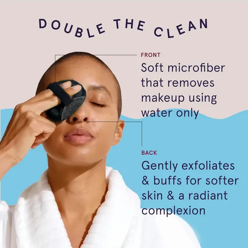 Miniatura 5 de CleanLogic Bath & Body - Almohadillas faciales exfoliantes de doble textura con infusión de carbón, esponjas faciales para limpiar y suavizar