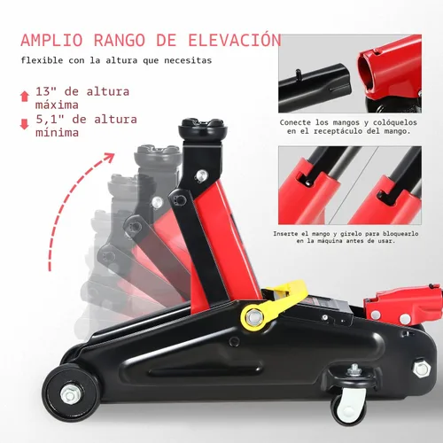 Miniatura 3 de DNA Motoring TOOLS-00234 Gato Hidráulico de Carretilla de Perfil Bajo para Servicio/Piso, Capacidad de 2 Toneladas (4000 libras), Rango de Elevación