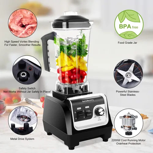 Miniatura 3 de Licuadora profesional para encimera, licuadora comercial de alta velocidad de 2200 W para batidos y batidos con recipiente sin BPA de 70 onzas