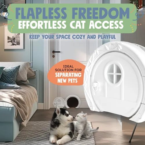 Miniatura 5 de Gnome® Puerta para gatos para puertas interiores, elegante y funcional sin solapa, con cerradura y fácil instalación, espaciosa puerta grande