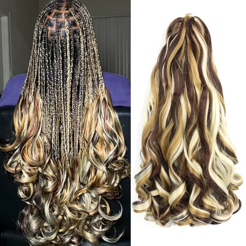 Miniatura 82 de Cabello rizado francés para trenzar de 12 pulgadas, 8 paquetes de cabello rizado preestirado para trenzas de caja, rizos franceses, trenzas