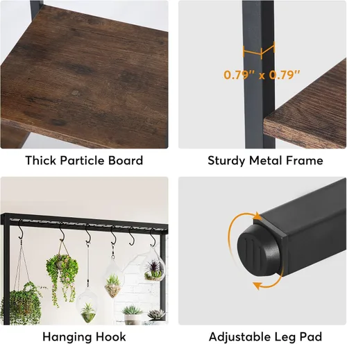 Miniatura 7 de LITTLE TREE Soporte alto para plantas de interior de 5 niveles, estante de metal grande de 70.9 pulgadas para macetas de bonsái, estante de Marrón
