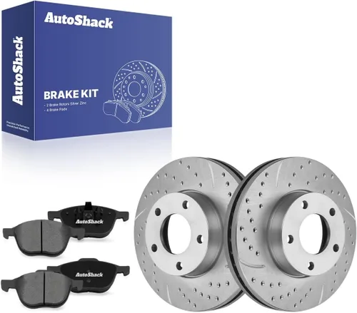 Miniatura 7 de AutoShack Pastillas de freno de cerámica para rotores de freno delanteros perforados y ranurados, repuesto para Mazda 3 2004-2013 2009 2010 2012