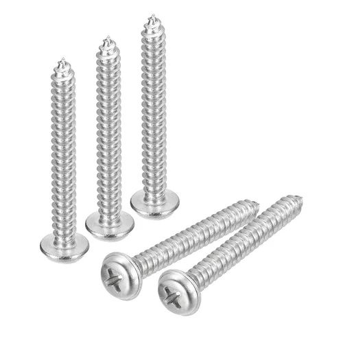 Miniatura 21 de uxcell ST3x6mm Phillips Pan Head Tornillo Autorroscante con Arandela, 100 piezas - Tornillo de madera de acero inoxidable 304 rosca completa (plata)