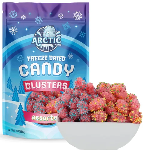Arctic Farms Caramelos liofilizados en racimos de caramelos de 2 onzas empaquetados y en caja (sabores surtidos)