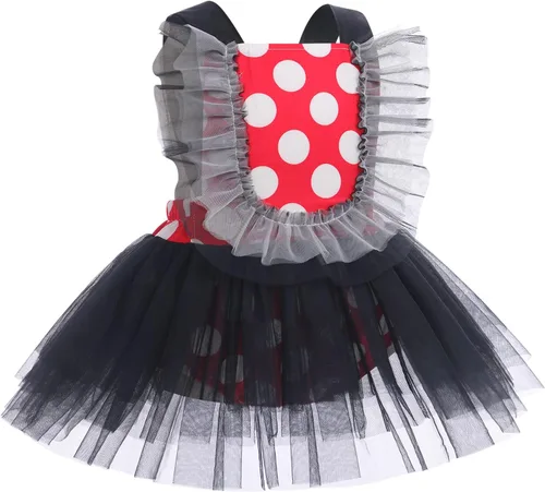 Miniatura 2 de IBTOM CASTLE Vestido de princesa tutú para niña pequeña con estampado de leopardo, dona, ratón, vestido de princesa con funda para pañales, conjunto