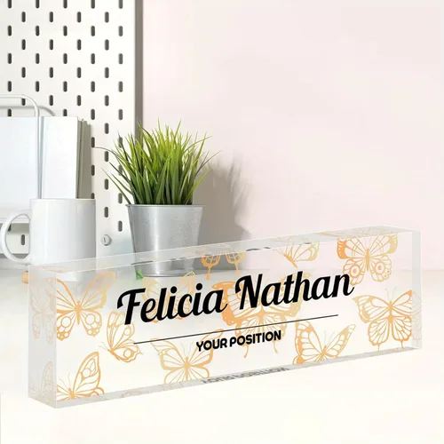 Miniatura 12 de Placa de nombre personalizada, placa de nombre personalizada para oficina, accesorio de escritorio de acrílico, regalos para compañeros de trabajo