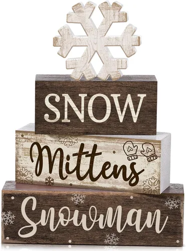 Miniatura 112 de Moucuny 4 piezas de decoración de mesa de Navidad, centro de mesa de árbol de Navidad, decoración rústica de bloque de árbol, decoración de bandeja
