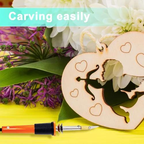 Miniatura 7 de Honoson - Herramienta de corte con cuchillo caliente eléctrico de 19 piezas, cortador de plantillas con cuchillo caliente multiusos con soporte