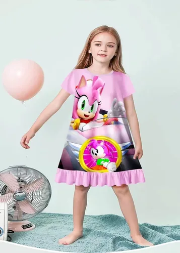 Miniatura 2 de Ermwojgrf Baby Girls Dress Princess Cartoon Casual Dress Short Sleeve Shirtdress Baby Girls Anime Print Dress