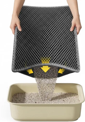 Alfombrilla de arena para gatos, caja de arena, diseño de panal de abeja de doble capa, impermeable, a prueba de orina, alfombrilla de arena para