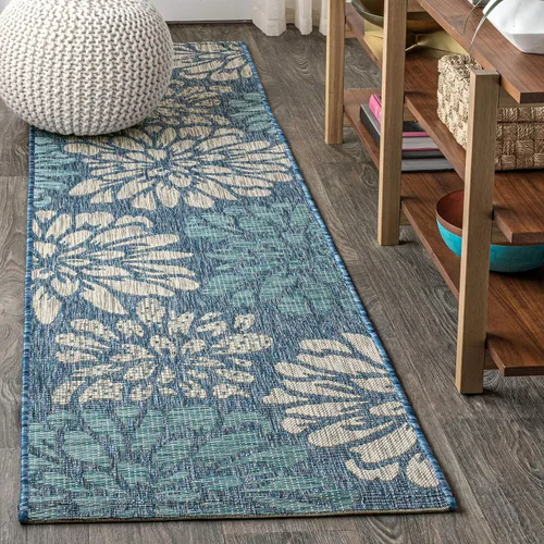 Miniatura 8 de JONATHAN Y Alfombra Corredor de Tejido Texturizado Floral para Interiores y Exteriores 2X8 Marrón/Crema, Zinnia Moderna para Patio Trasero, Patio