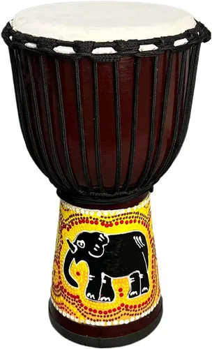 Miniatura 11 de BORIYAM - Tambor Djembe profesionalmente tallado a mano, cabeza de tambor de piel de cabra, pandereta estilo africano occidental, bongo, percusión