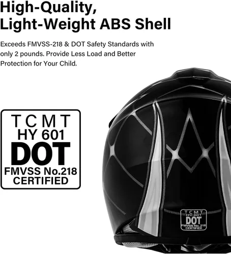 Miniatura 3 de TCT-MOTORPARTS DOT - Casco de motocross para niños y jóvenes, casco de cara completa para motocross, ATV, todoterreno, casco de cuatro ruedas, araña