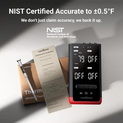 Miniatura 5 de ThermoMaven Termómetro inalámbrico Bluetooth inteligente para carne: base independiente, rango ilimitado WiFi, 6 sensores con precisión certificada