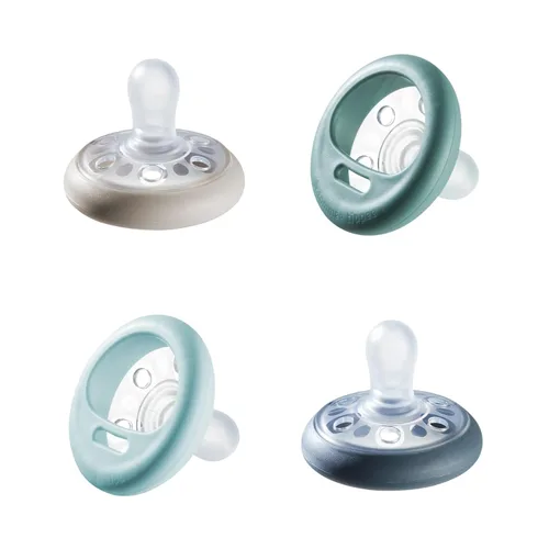 Miniatura 11 de Tommee Tippee - Chupete tipo pecho, 0-6 meses, diseño simétrico, bolsa tipo pecho natural, chupones libres de BPA, rosa/verde/crema, paquete de 4