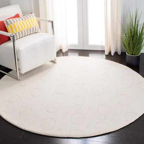 SAFAVIEH Soho Collection SOH323A - Alfombra redonda de lana de primera calidad, hecha a mano, 6 pies, color blanco