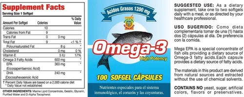 Miniatura 3 de Omega 3 Cápsulas de Alta Potencia. Set de 2 frascos con 100 cápsulas c/u. para las arterias, coyunturas, bajar el colestereol malo. Tratamiento