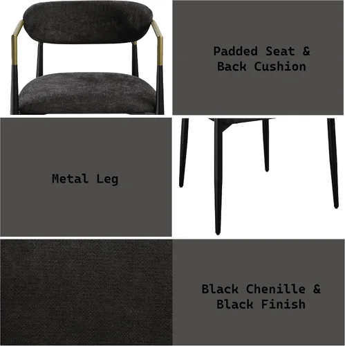 Miniatura 7 de Acme Jaramillo - Silla auxiliar tapizada en madera y tela, color negro (juego de 2)