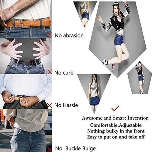 Miniatura 8 de TAIYANYU Cinturones elásticos invisibles sin hebilla para mujeres o hombres, cinturones invisibles negro