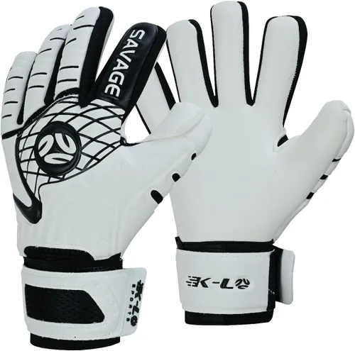 K-LO - Guantes de portero de fútbol Savage Blackout (unisex, juvenil, niños y adultos) - Protectores de dedos para protección | Palma de agarre