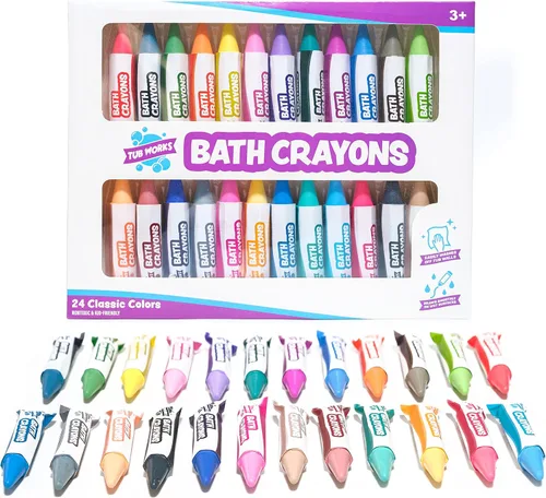Miniatura 9 de Tub Works® Smooth™ - Crayones de baño de juguete de baño, paquete de 24 Crayones de baño no tóxicos y lavables para niños pequeños y niños