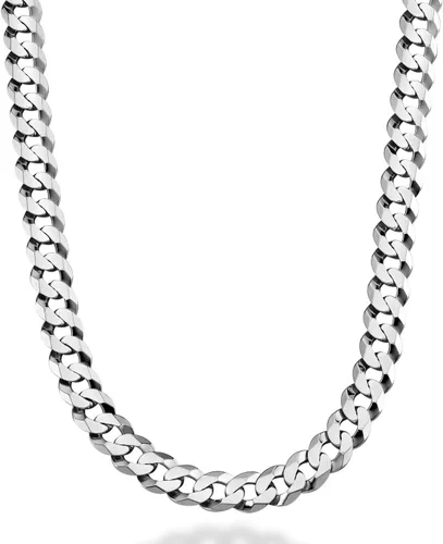Miabella Collar de cadena de eslabones cubanos de plata de ley 925 maciza italiana de 0.354 in con corte de diamante para hombre, fabricado en Italia