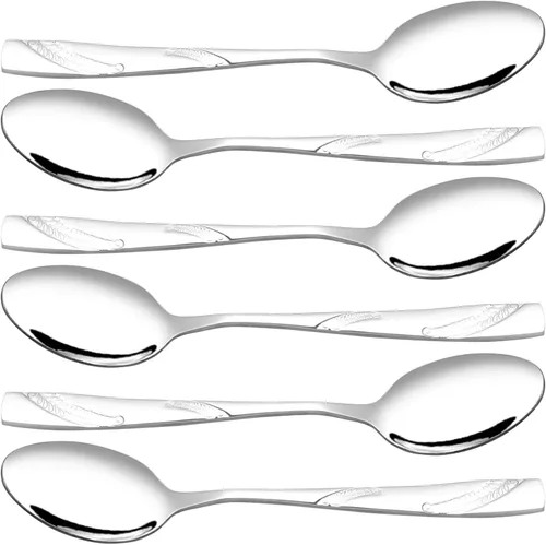 Miniatura 9 de Cuchara de postre de acero inoxidable de 16 piezas, juego de cubiertos de cuchara de postre de 6.02 pulgadas 6.02-Inch, Dessert Spoons, Cutlery
