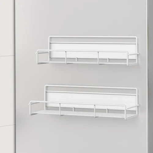 HuggieGems Paquete de 2 organizadores magnéticos para especias para refrigerador y horno microondas, estante de metal para nevera para cocina, color