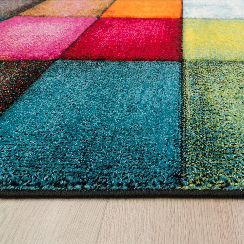 Miniatura 3 de Paco Home - Alfombra de área colorida a cuadros con cuadrados multicolores, Tamaño: 2 pies x 3 pies 7 pulgadas
