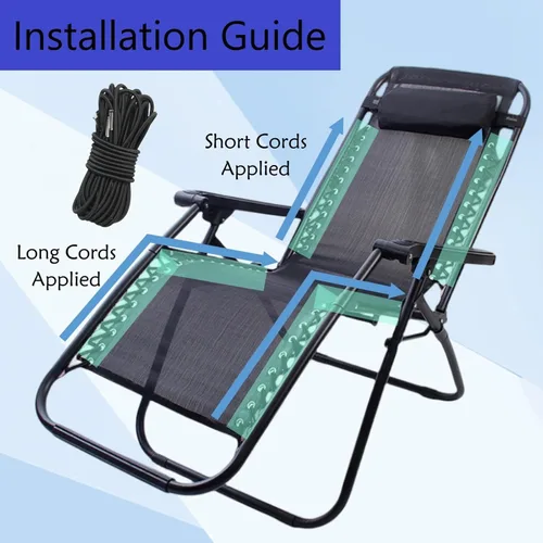 Miniatura 4 de Cable de repuesto para silla de gravedad cero, paquete de 4, cordón elástico para silla antigravedad, silla reclinable de patio, silla elástica