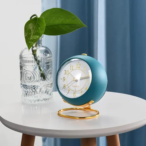 Miniatura 4 de Tetino Relojes despertadores analógicos, retroiluminación retro, bonito diseño simple, pequeño reloj de escritorio con luz nocturna, silencioso sin