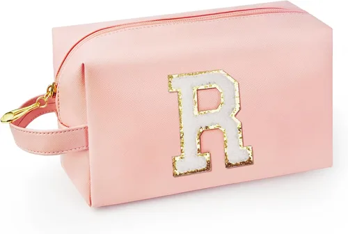 Miniatura 67 de Bolsa de maquillaje personalizada con inicial con asa, bolsa de cosméticos de preparación con bolsillo interior con cremallera, 8, 9, 10, 11, 12