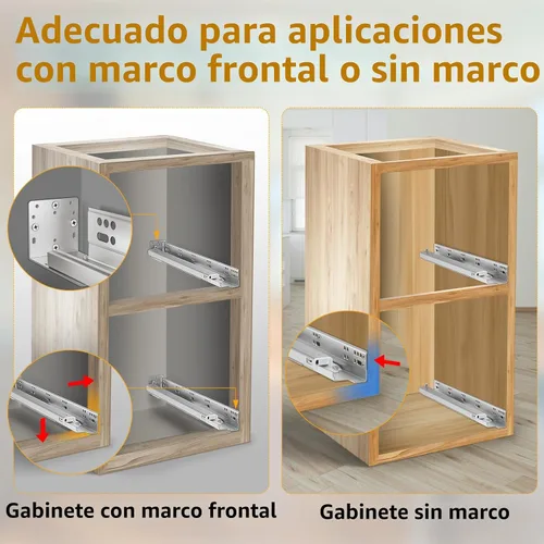 Miniatura 3 de Cajón de montaje inferior de cierre suave, rieles de 9 pulgadas con soporte de montaje trasero, dispositivos de bloqueo, tornillos para marco facial