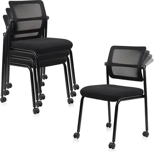 Miniatura 16 de CLATINA Sillas de escritorio de oficina apilables de malla, portátil, apilable, a granel, para sala de espera, sin brazos, con respaldo ajustable