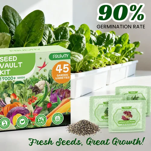 Miniatura 4 de Paquete variado de 45 semillas de vegetales tradicionales – Más de 17,000 semillas de jardín para plantar en interiores y exteriores – Kit de bóveda