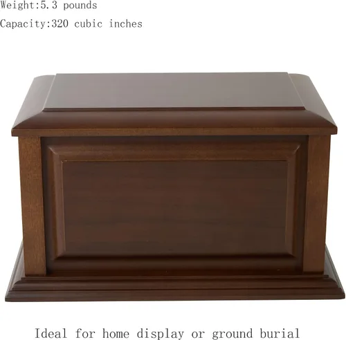 Miniatura 2 de Urna de cremación funeraria extra grande de madera hecha a mano para cenizas humanas adultas de hasta 320 libras Negro claro