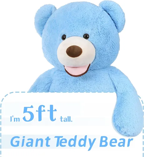 Miniatura 7 de MaoGoLan Oso de peluche gigante de 5 pies, lindo oso de peluche de San Valentín animal de peluche con cara sonriente, regalo para novia, novio