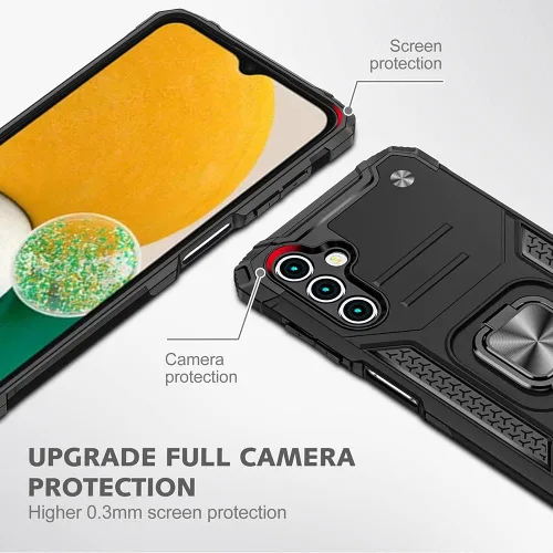 Miniatura 3 de HNHYGETE Funda para Samsung A13 5G, Galaxy A13 5G con protector de pantalla, soporte giratorio de grado militar de 360° (resistente), fundas Negro