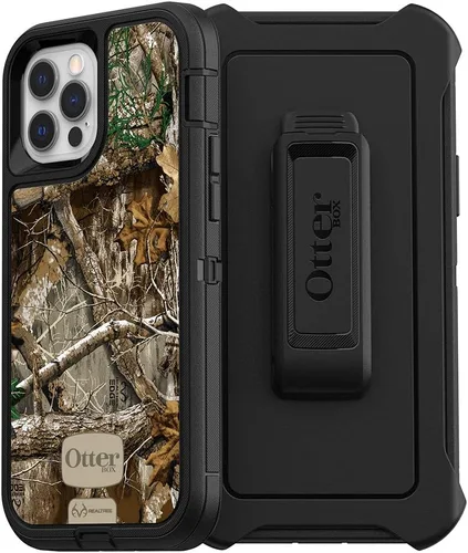 OtterBox Funda para iPhone 12 y iPhone 12 Pro Defender Series - Realtree Edge (negro/gráfico Realtree Edge), resistente y duradera, con protección