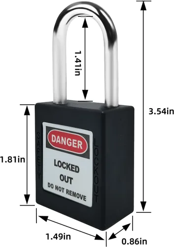 Miniatura 4 de Juego de 5 cerraduras de bloqueo con llave negra, 2 llaves por cerradura, candados de seguridad compatibles con OSHA para kit de etiqueta de bloqueo
