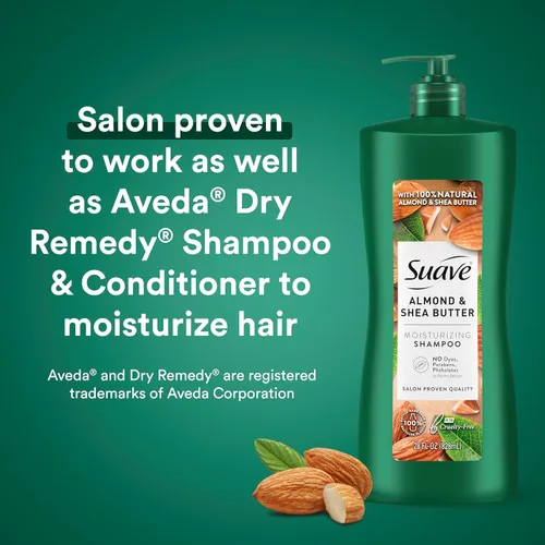 Miniatura 8 de Suave Professionals Champú hidratante para cabello seco Manteca de almendras y karité sin parabenos y sin colorantes, 28 onzas, paquete de 4
